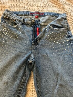 Lucky Brand Light Blue Denim Straight Leg Jeans with Silver Stud Detail